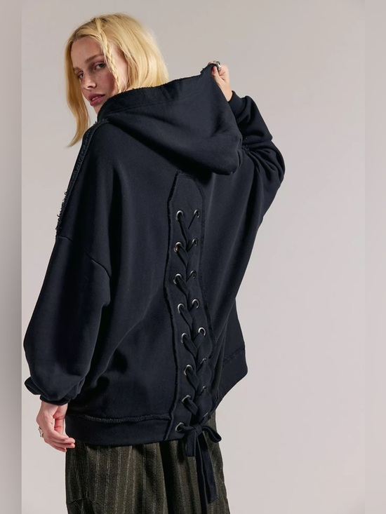 Free People Tops - NWT Free People Ragabond Kriss Cross Lace Up Hoodie Sweatshirt